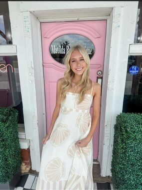 Others Follow Cream Shell-Print Maxi Dress